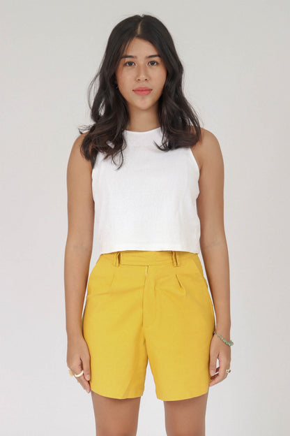 Tailored Trouser Shorts - Lemon